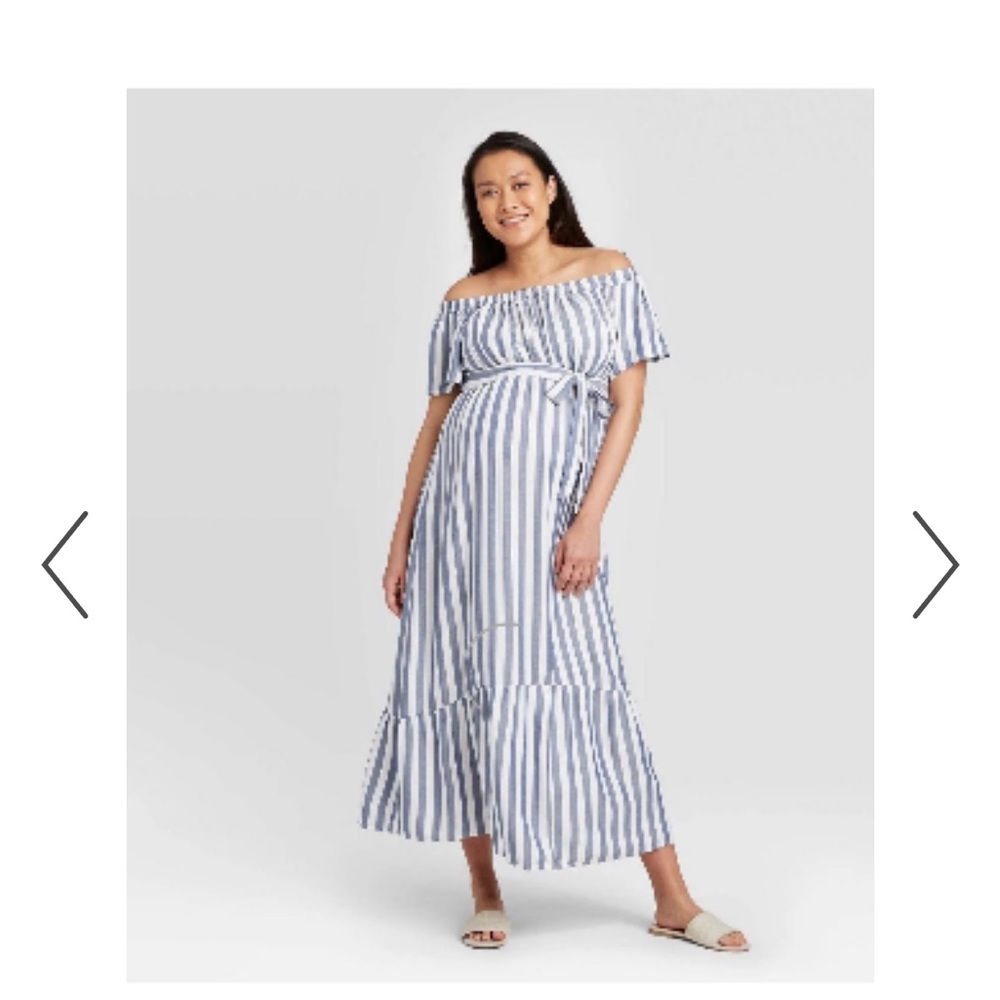 Ingrid & Isabel Blue and White Maternity Maxi Dress